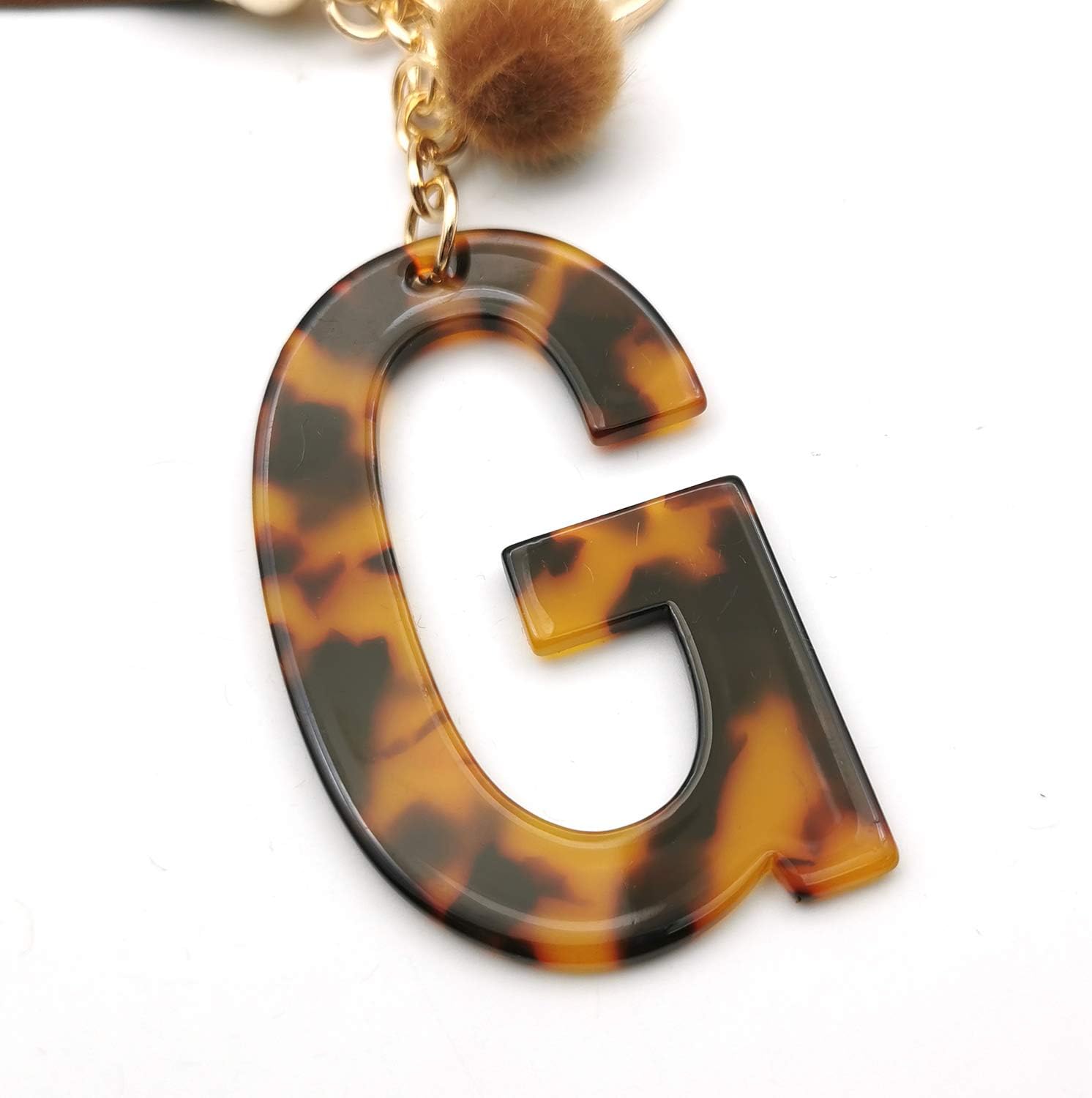 Leopard Alphabet Initial Letter Keychain Tassel Pendant Key Ring for Women Girls Purse Handbags ('P') - Image 4