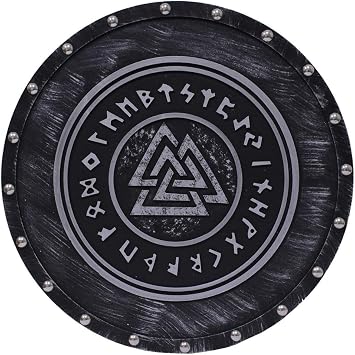 Norse Vikings Shield Valknut Runes Medieval Historical Hardwood Handmade Silver Wall Display