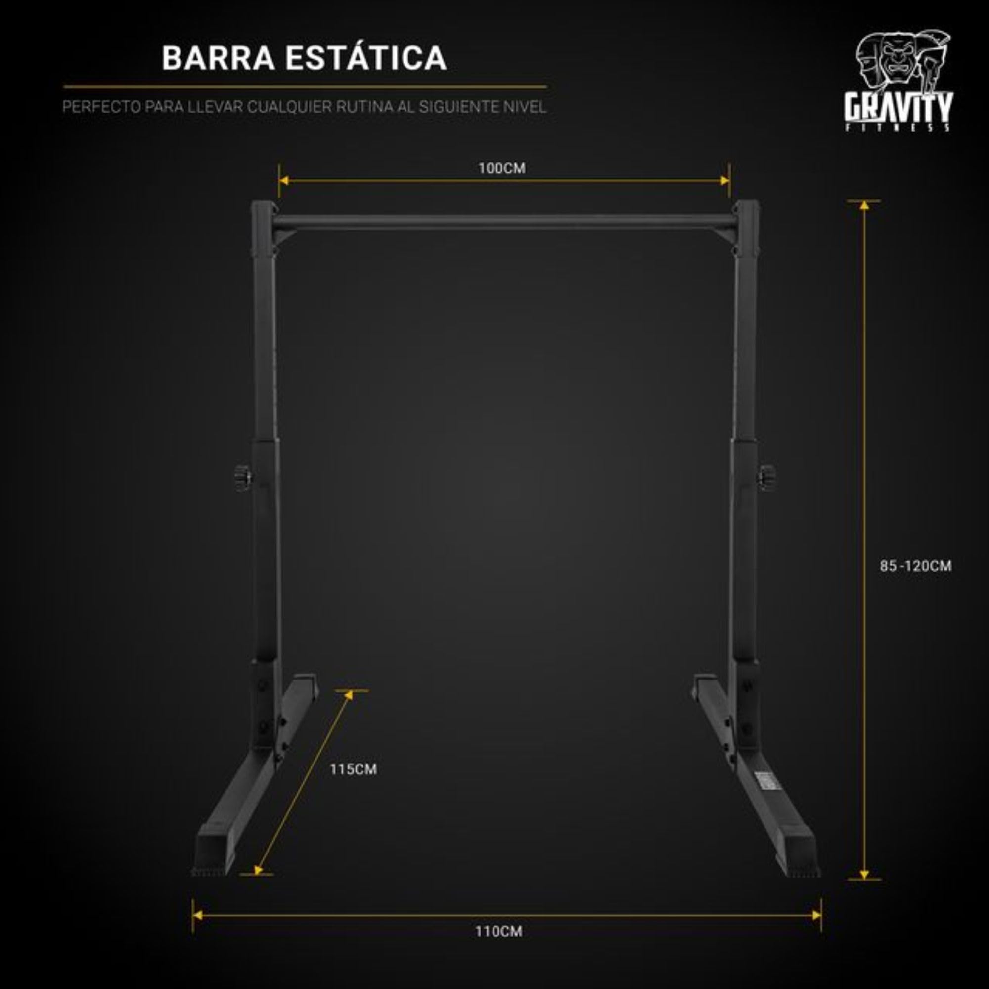 Gravity Fitness Calisthenics Barra estática – Altura ajustable 85-120 cm – Pista de fitness antideslizante para gimnasio en casa, peso corporal y entrenamiento de fuerza – Gimnasia Pull-Up Bar