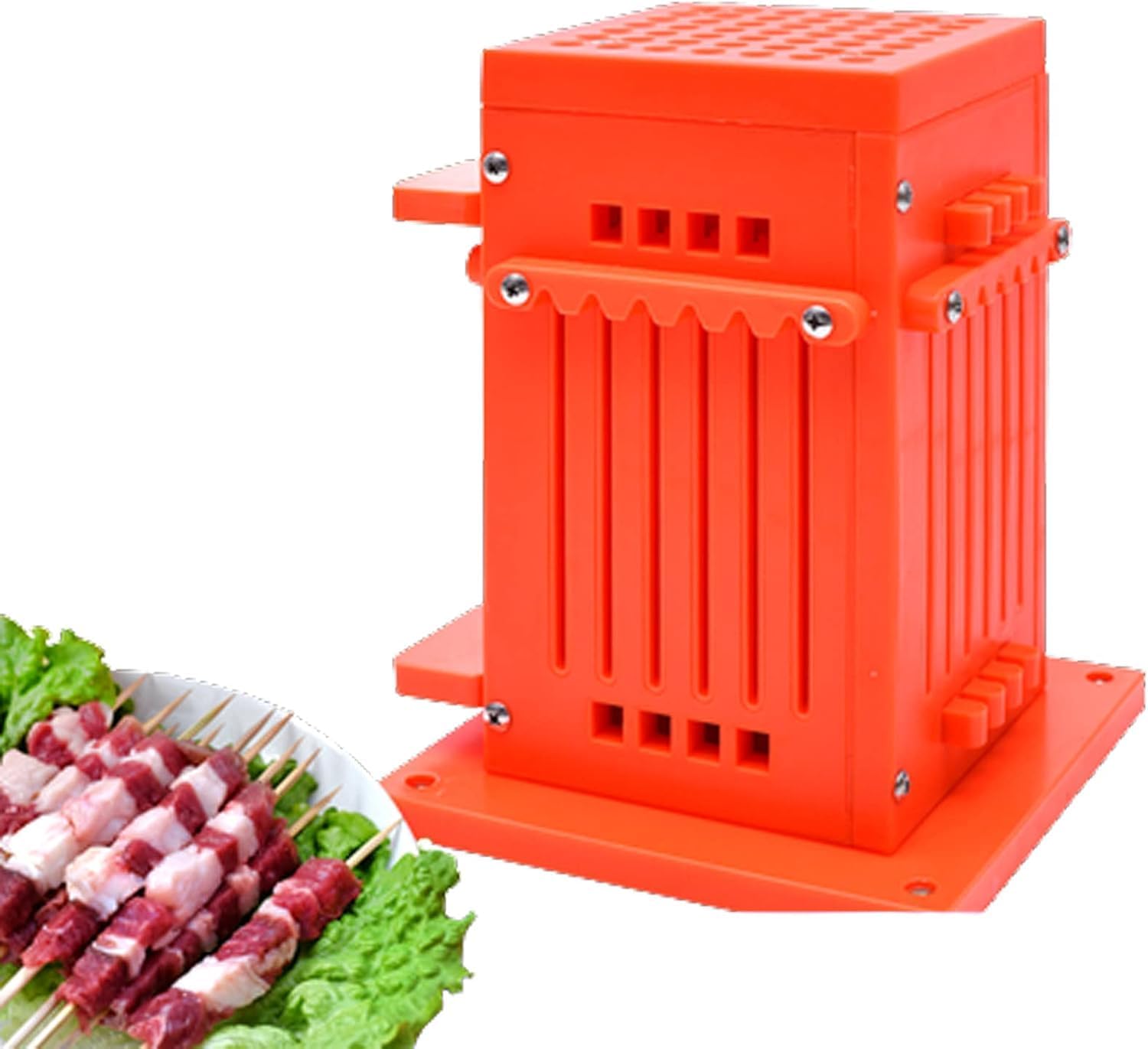 Bbq Tools Bbq Skewer Maker Kebab Quick Device Rapid Meat Tools Barbecue Grill Meat Vege Skewers Lamb Kebab, Orange, 1 pcs