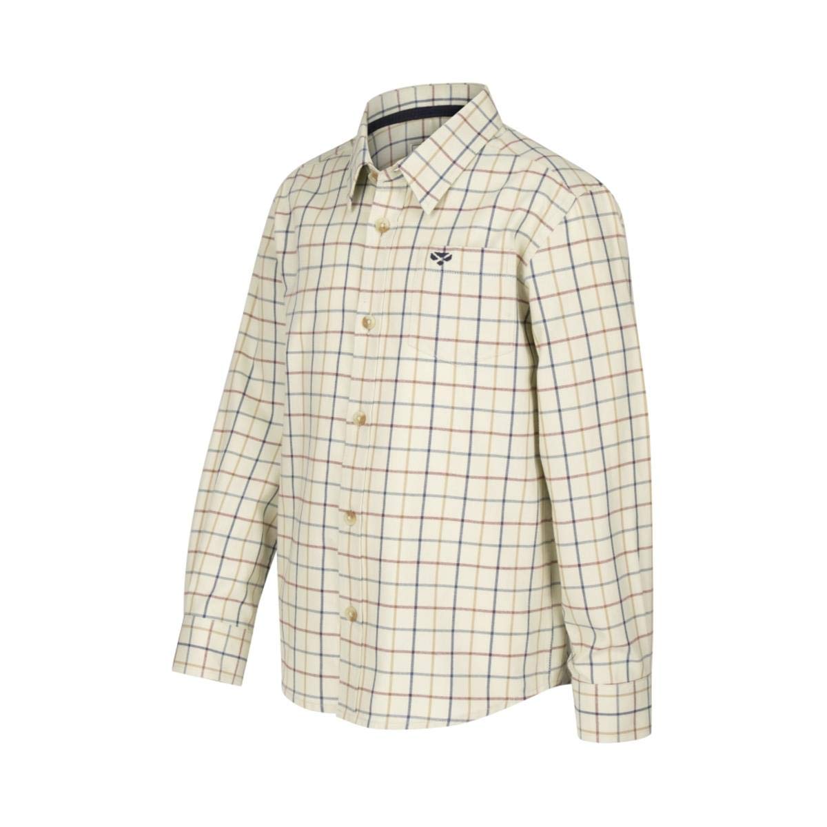 Hoggs Of Fife Ivory/Navy Junior Ambassador Premier Tattersall Shirt
