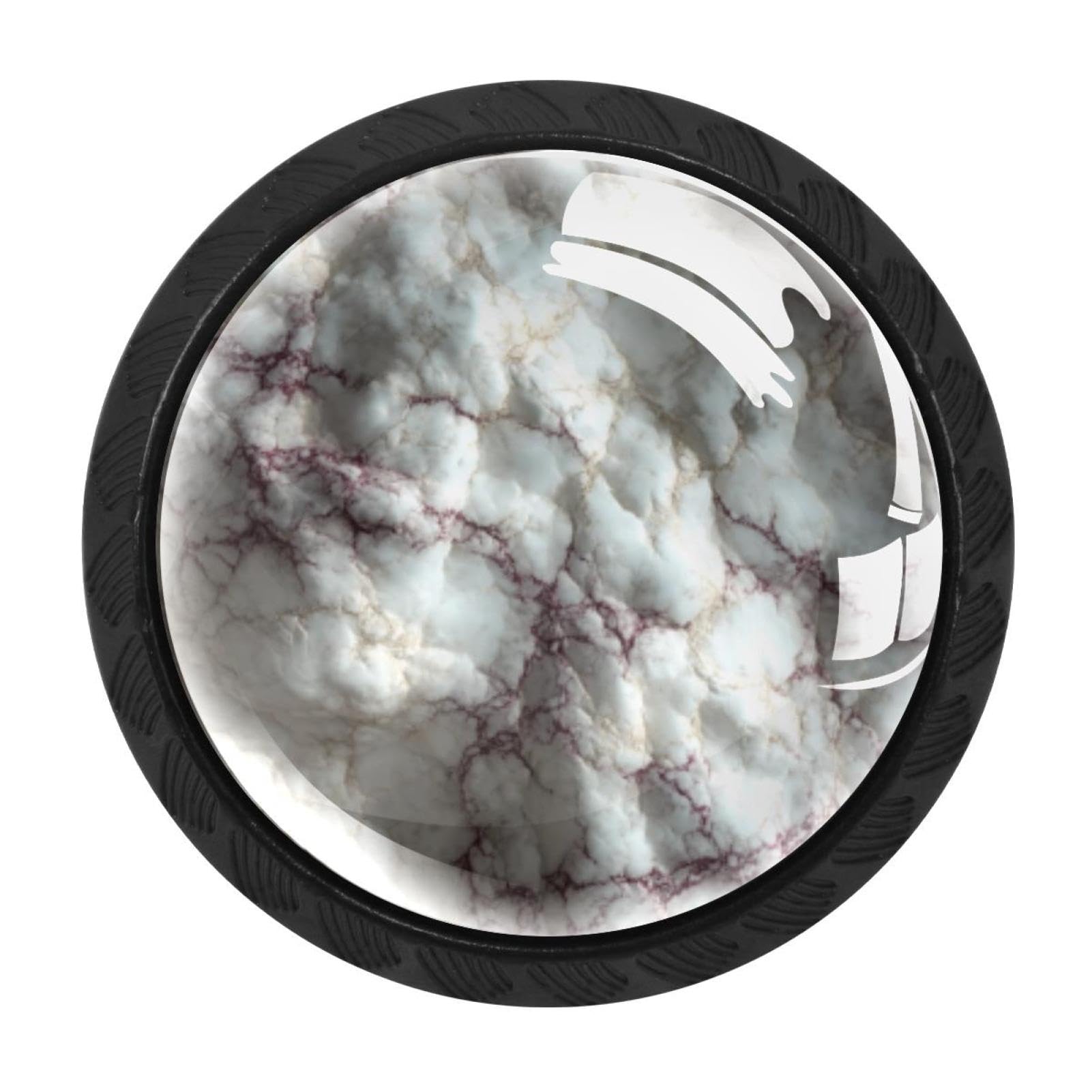 CHENZZZZ Marble Texture (3) Drawer Knobs 4 Pack Crystal Dresser Knobs 35mm Glass Cabinet Knobs for Home Office Bathroom