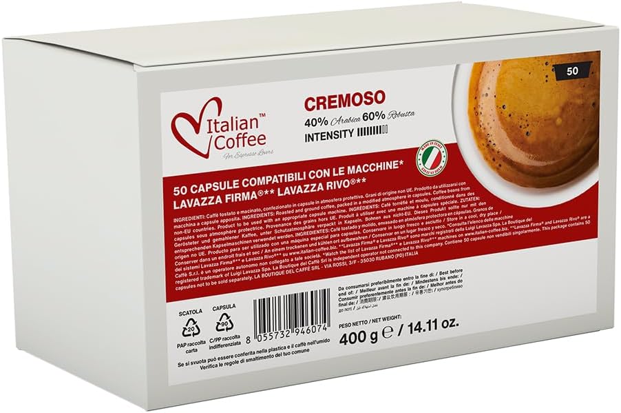 Italian Coffee capsules compatible with RIVO® machines (Cremoso, 200)