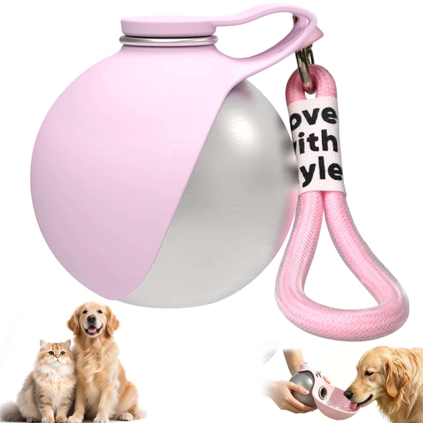 Gourde pour chien en acier inoxydable durable avec gamelle intégrée
