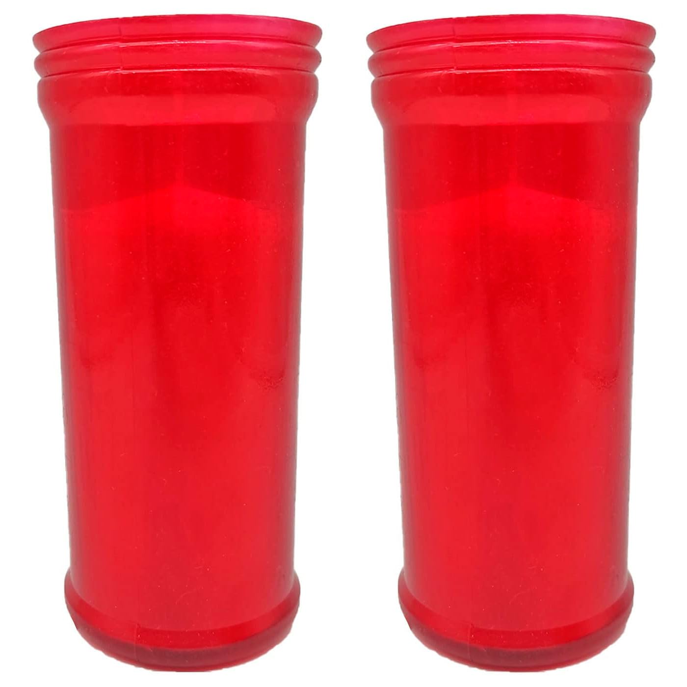 Tradineur - Pack de 2 velas de santo, velones litúrgicos de parafina y cera vegetal, decoración de iglesias, cementerios, tumbas (Rojo, 13,5 cm)