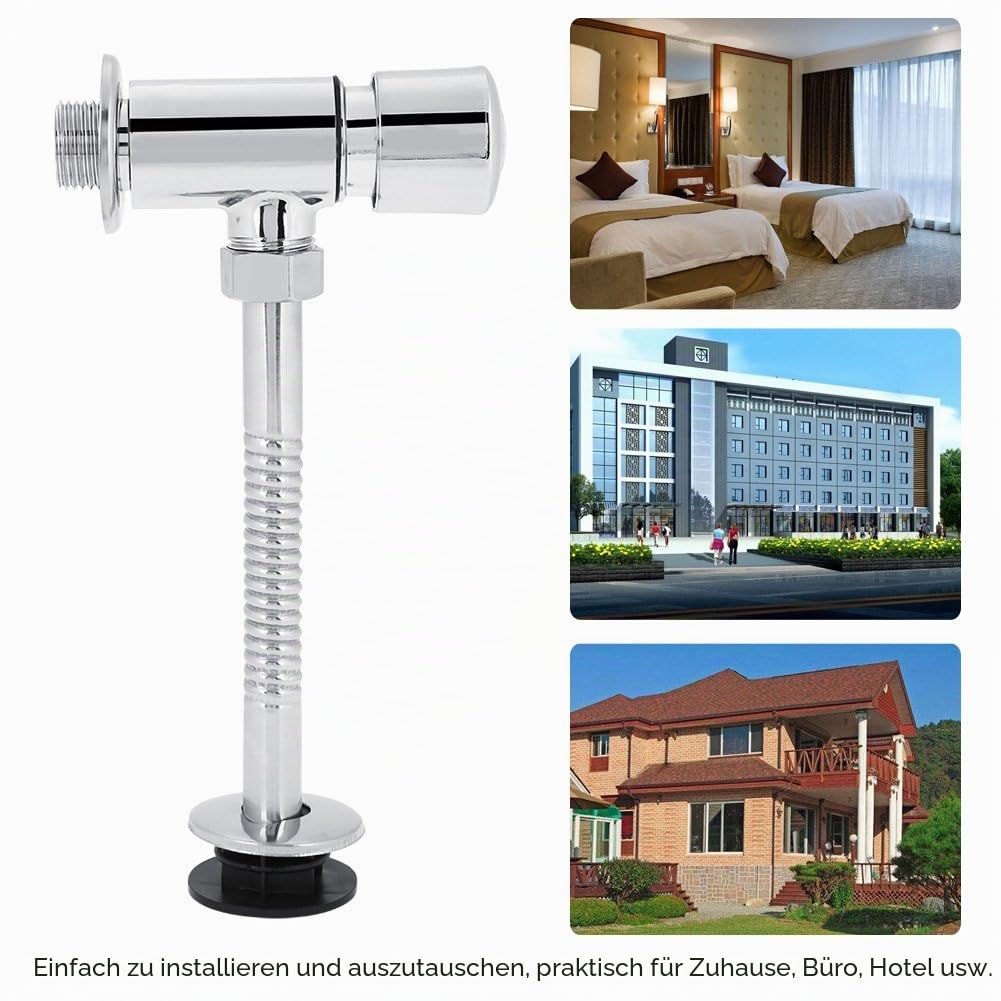 Langlebiges Urinalspülventil aus Zinklegierung, Schrankspülventil, Metall-Bidet-T-Adapter mit Absperrventil, hybride faserpolymerverstärktes Design, Handpress-Spülwerkzeug