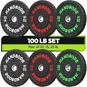 2-Inch Bumper Plates High Bounce, Olympic Weight Plate Set 45/100/160/190/260/300lb, Barbell Weight Plates Set for Home Gym, Colored Weights Rubber Strength Training Plate for Weight Lifting