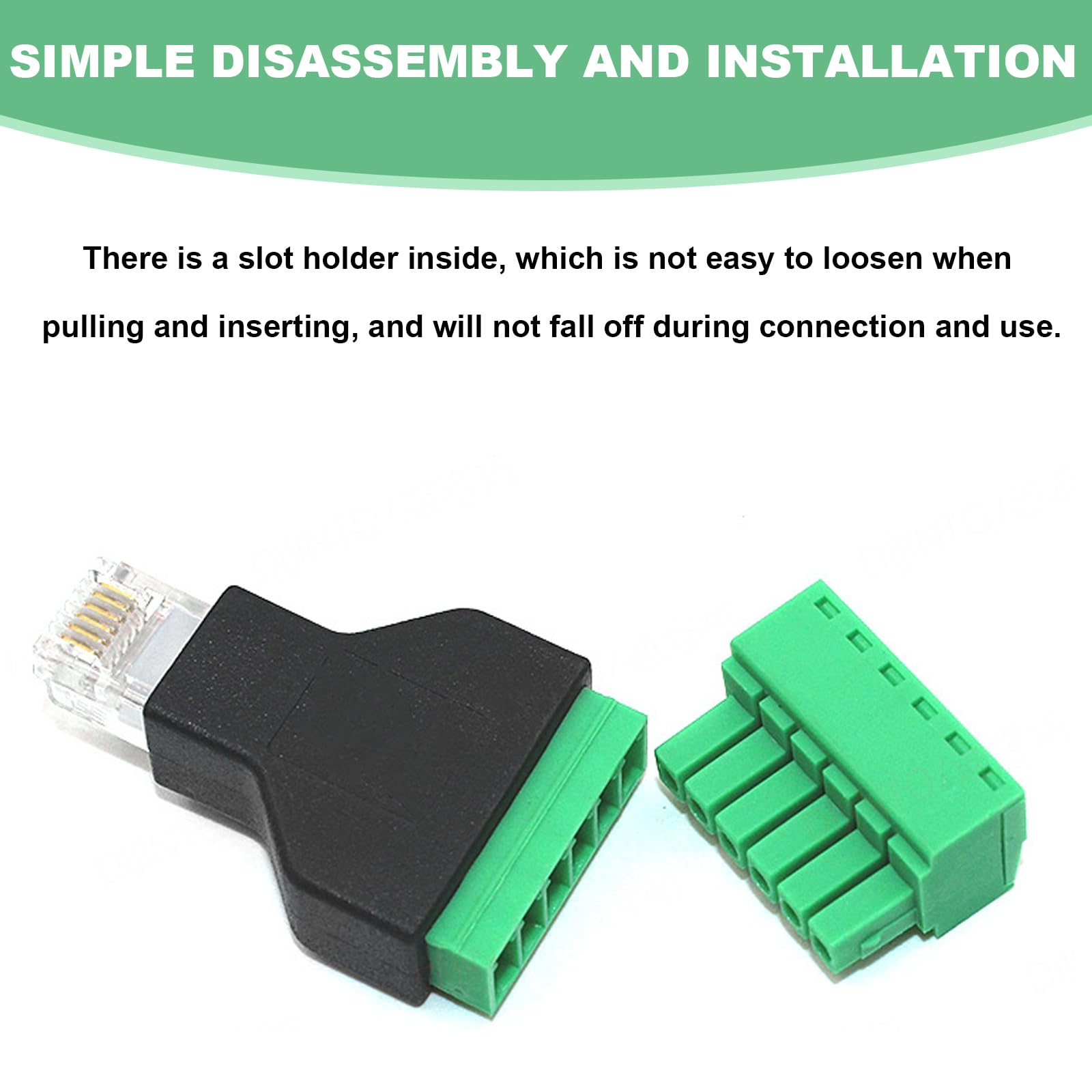 10 conectores modulares RJ12 6P6C macho a 6 pines terminales de tornillo, adaptadores, adaptadores CCTV para cable de auriculares Cat3 (10 unidades)