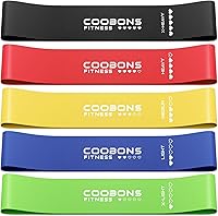 COOBONSFITNESS Resistance Bands Set: 5 Levels 10-40lbs Latex Loop Bands for Legs, Glutes, Full Body Workout, Yoga, Home Gym