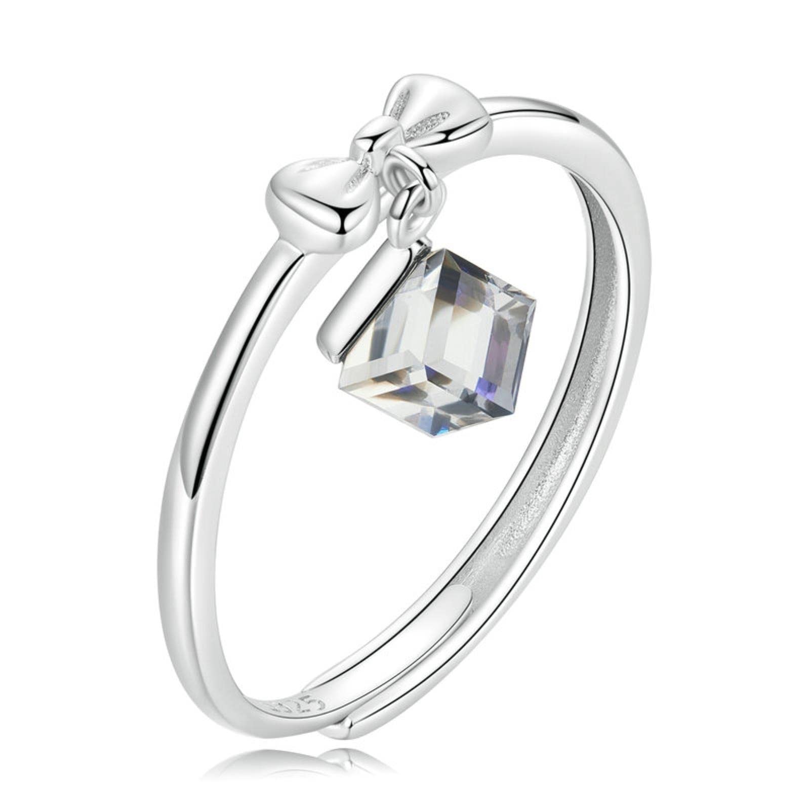 ZLING 925 Sterling Silver Gemstone Gift Dangle Open Finger Rings For Women Luxury Austria Cristal Sterling Silver Jewelry