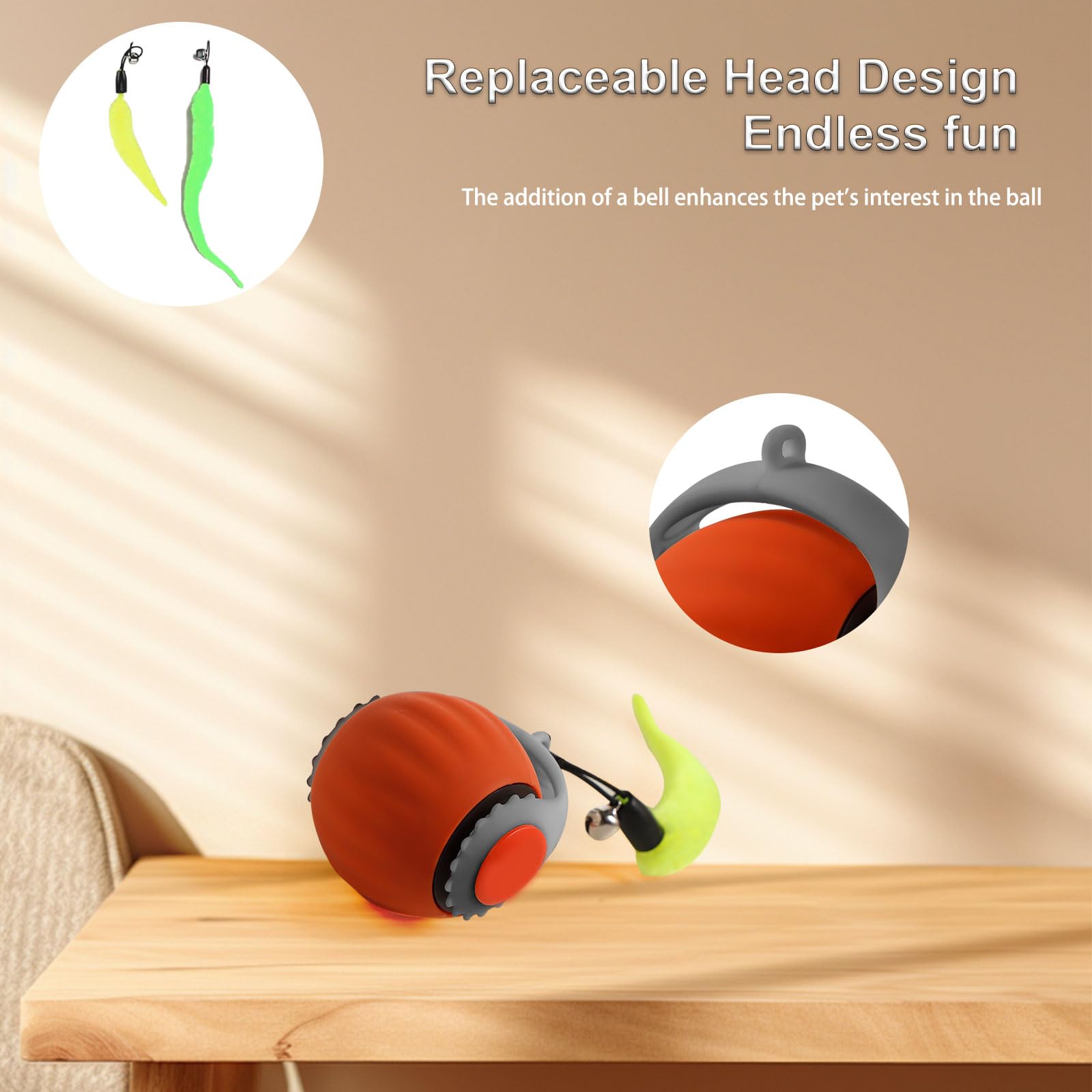 【2025 Upgrade】 Interaktiver rollender Katzenspielzeugball, Chewie 360° intelligenter automatischer selbstrollender Hundebälle, automatisches, elektrisches bewegliches Ballspielzeug für