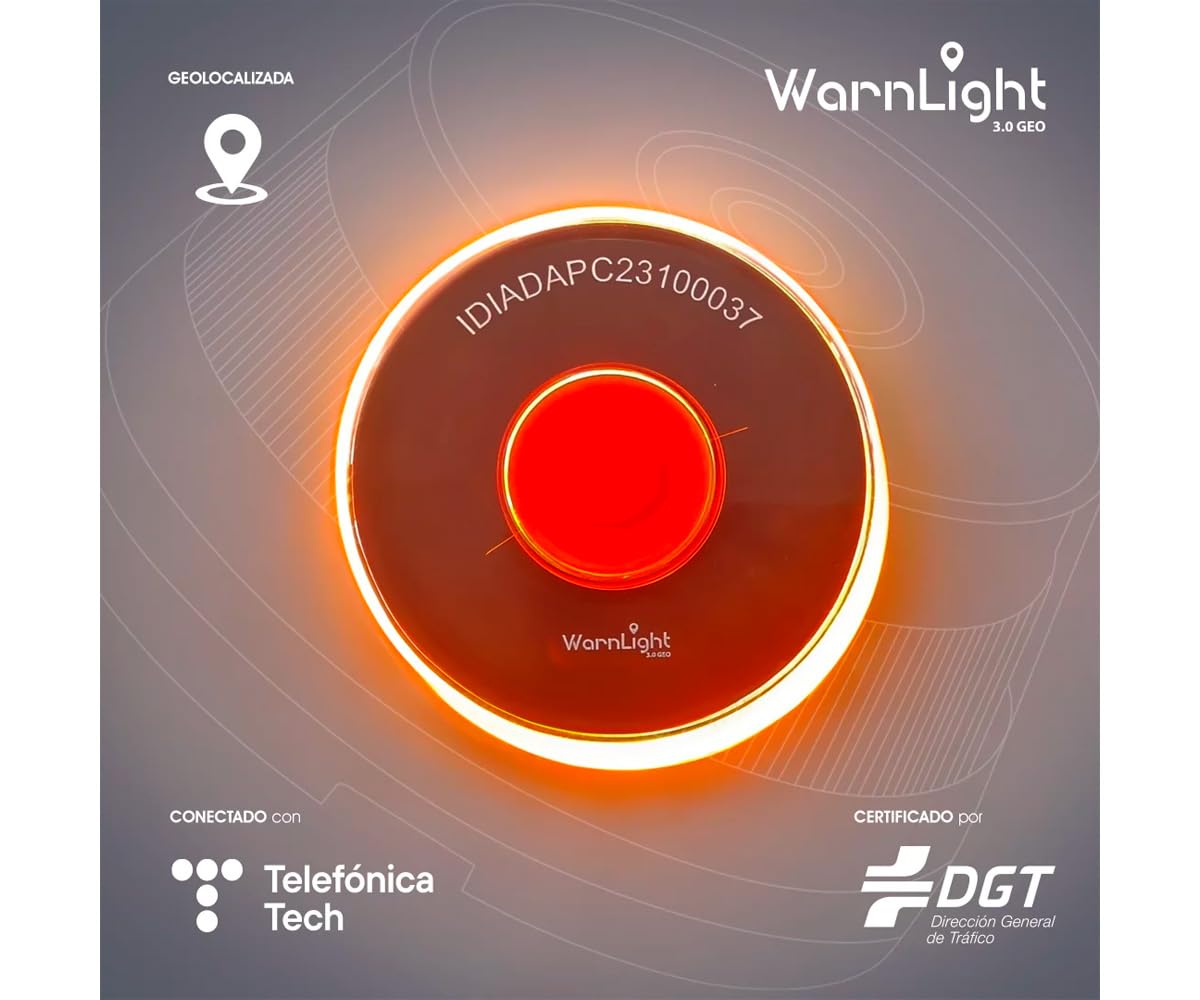 3.0 GEO - Luz Emergencia con Geolocalización para Coche Homologada DGT 3.0 (Obligatoria), Baliza V16 con GPS y Datos Incluídos hasta 2038, Base Imantada, IP54 (3 uds.)