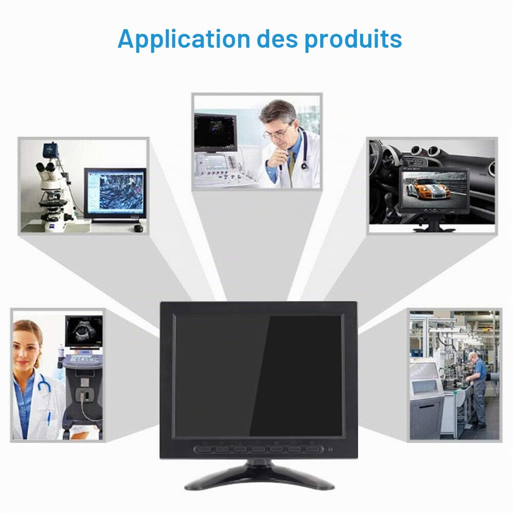8 pouces Portable LCD Moniteur de sécurité 1024x768 Résolution Affichage HD Couleur Écran Vidéo Soutien USB AV BNC HDMI Entrée VGA BNC pour PC CCTV