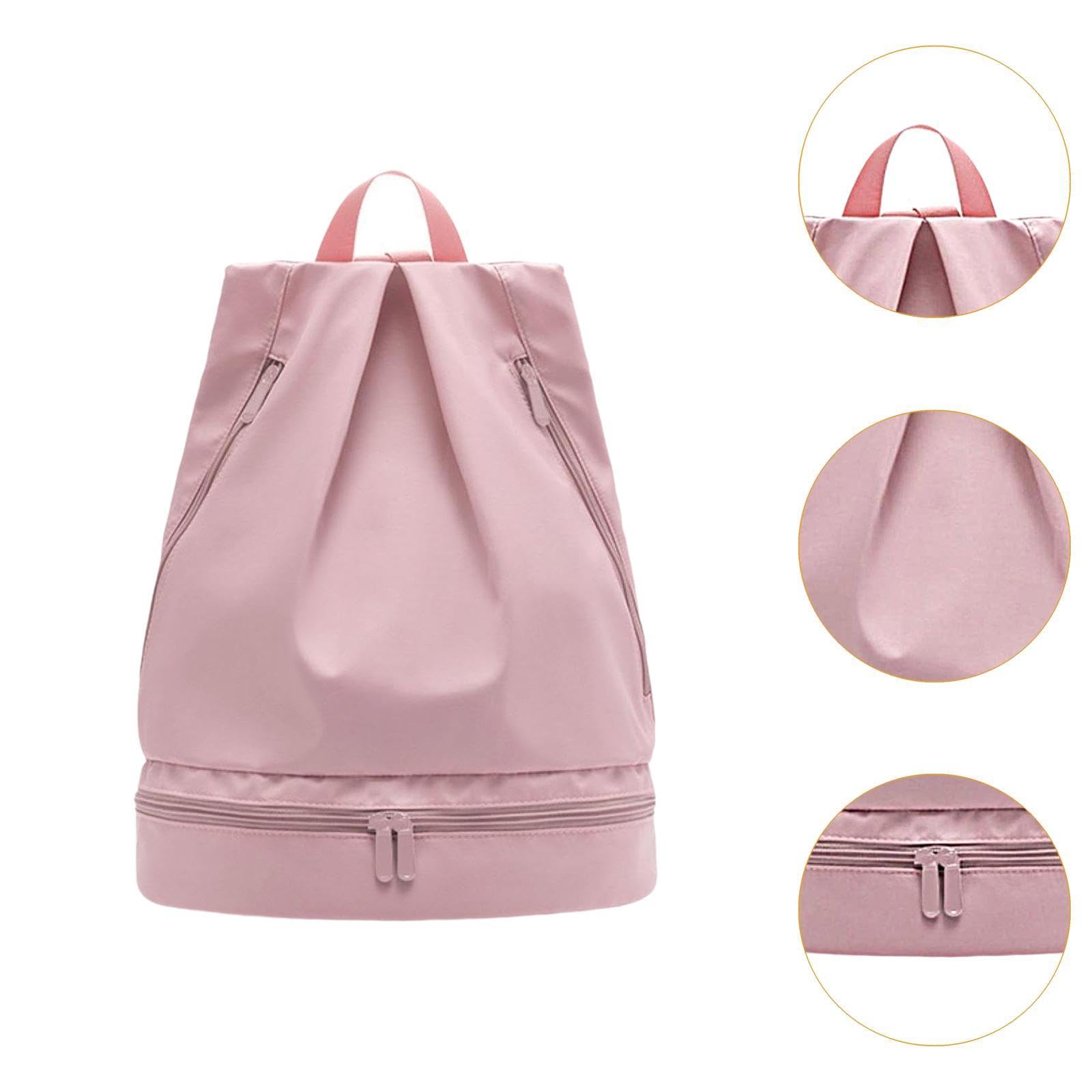 Mochila con Cordón Ajustable, Mochila de Natación con Bolsillo Organizador para Ropa Mojada, Bolsa de Lona Deportiva, Mochila para Viajes Y Actividade, Pink L