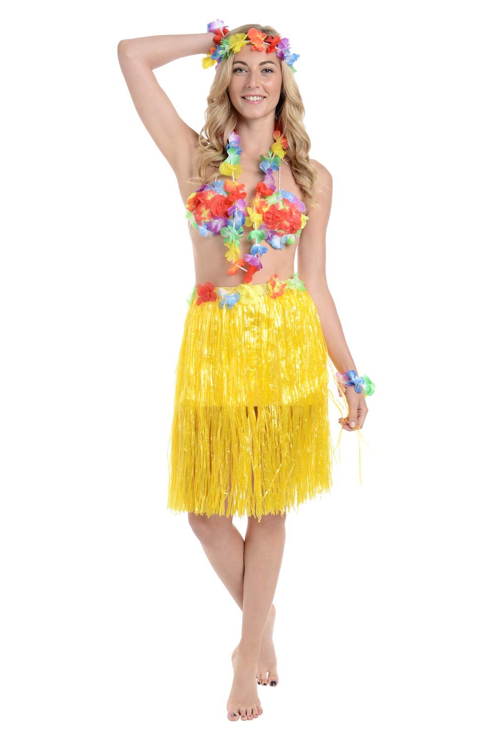 Zac's Alter Ego Womens Summer Fancy Dress 6-Piece Hawaiian Set - Yellow