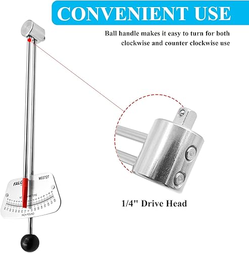 Miniatura 3 de FALOSI Llave dinamométrica de viga de transmisión de 14 pulgadas, 0-80 pulgadaslibras y 0-9 Newtonmetro, marcas de alta visibilidad para lecturas