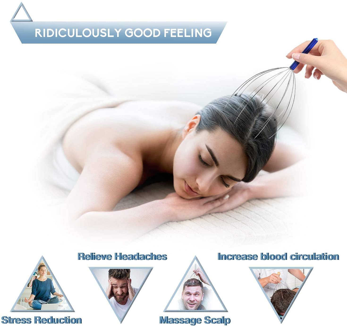 Spefez 2Pack Head Massager Head Scalp Massager Hair Scalp Massager Hand Held Scalp for Pain Relief and Hair Growth Neck Manual Massager, Multicolour 4