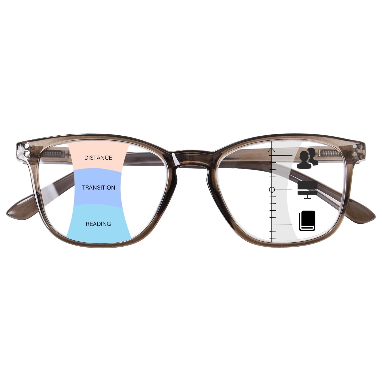 Progressive Multifocus Reading Glasses Women Men Blue Light Blocking Computer Readers Spring Hinges Eyeglasses