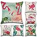 Ohok Juego de 6 fundas de cojín cuadradas decorativas suaves para sofá, dormitorio, coche, 18 x 18 pulgadas, 45 x 45 cm (flamenco)