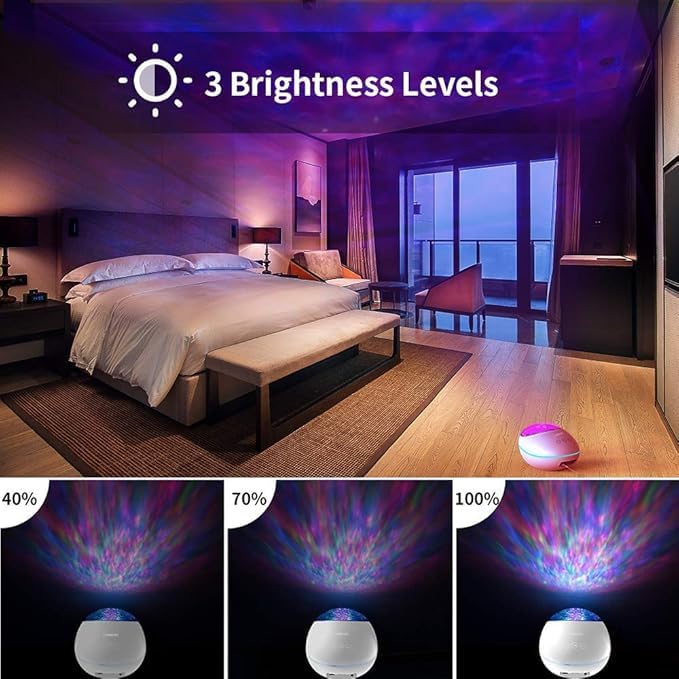 PIKFOS Star Projector Galaxy Projector Night Light for Bedroom Sky with Music Speaker and Remote Control LED Cloud & Moving Ocean Wave for Bedroom Game Rooms Home Theatre Christmas Gift 4