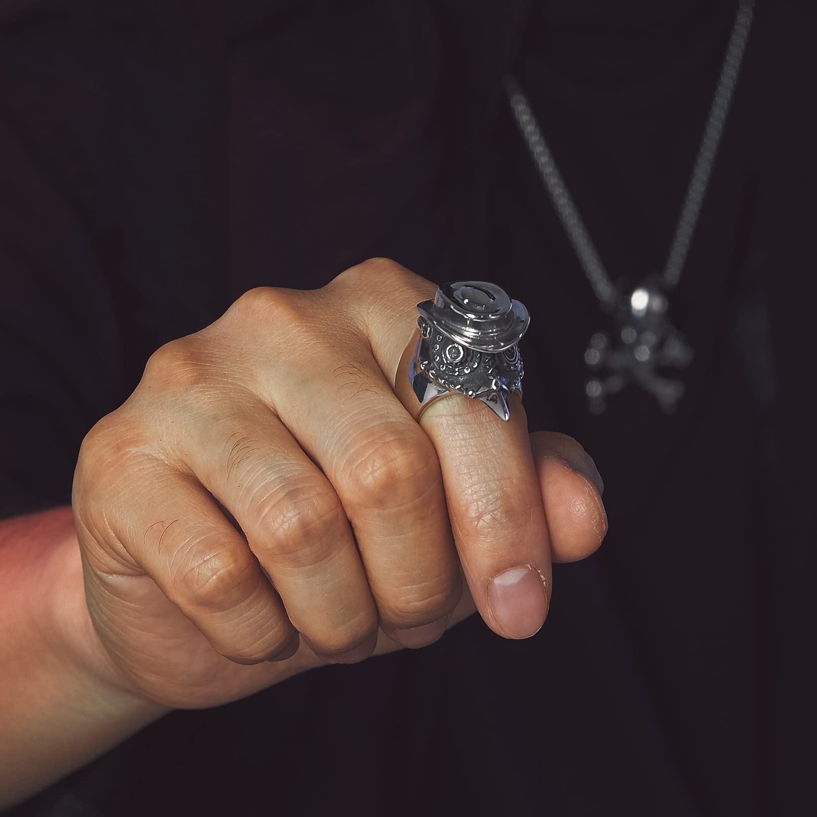 Bandmax Anillo Grande Máscara Médico de la Plaga, Estilo Gótico Steampunk Joyería para Disfraz Halloween