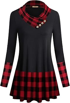 Miusey Women's Long Sleeve Cowl Neck Form Fitting Casual Tunic Top Blouse