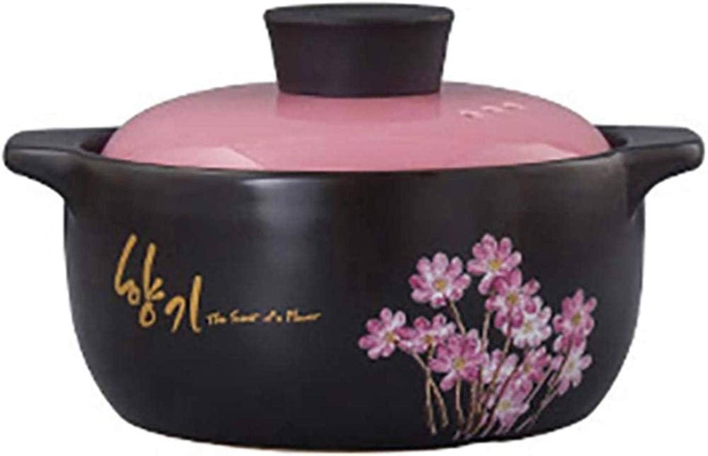 Cazuela de Barro, Olla de Barro - Olla de cerámica Robusta, Cacerola Redonda, Fondo Plano, 3 litros,-3 Litre