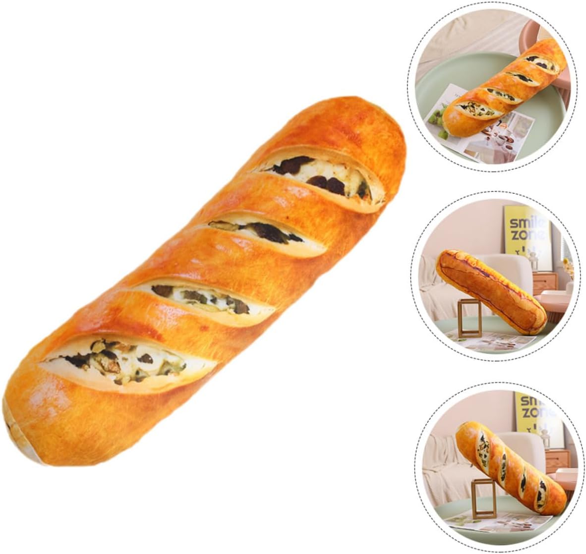 Simulation Bread Pillow Cute Stuffed Lumbar Cushion for Sofa Bedroom Decor Soft Material Comfortable Practical Unique Bread Shape Design