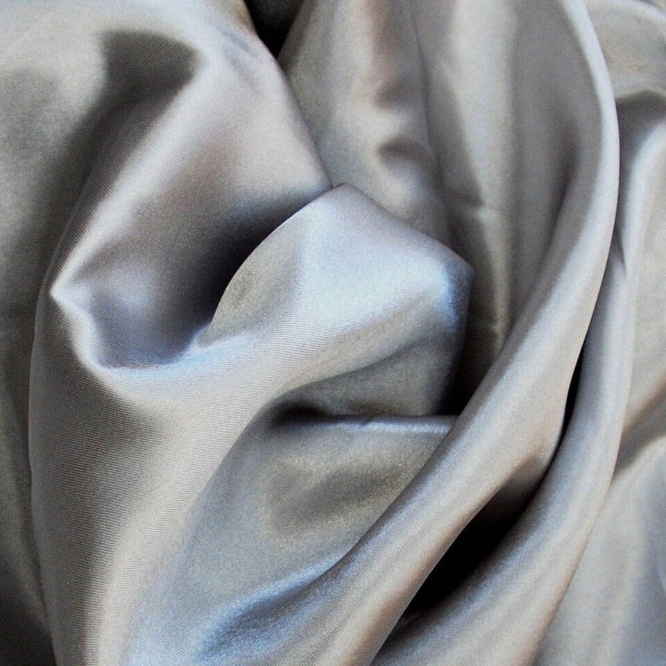 Silky Satin Dress Craft Fabric Plain Luxury Wedding Material 149cm Wide (Pewter) (One Metre)