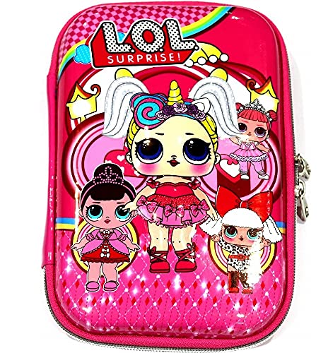 IZU…3D Multilayer Large Capacity Premium Quality Hardtop Pencil Case Pouch for School Kids/Teenagers (LOL Surprise) Assorted Color & Design.