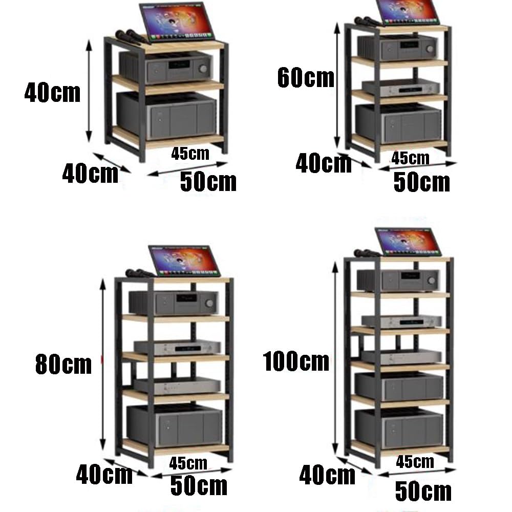 Regulowany stojak HiFi - 4/5/6-poziomowa szafka na media na komponenty audio, mobilna wieża gramofonowa 80 cm - idealna do systemów kina domowego i rozrywki