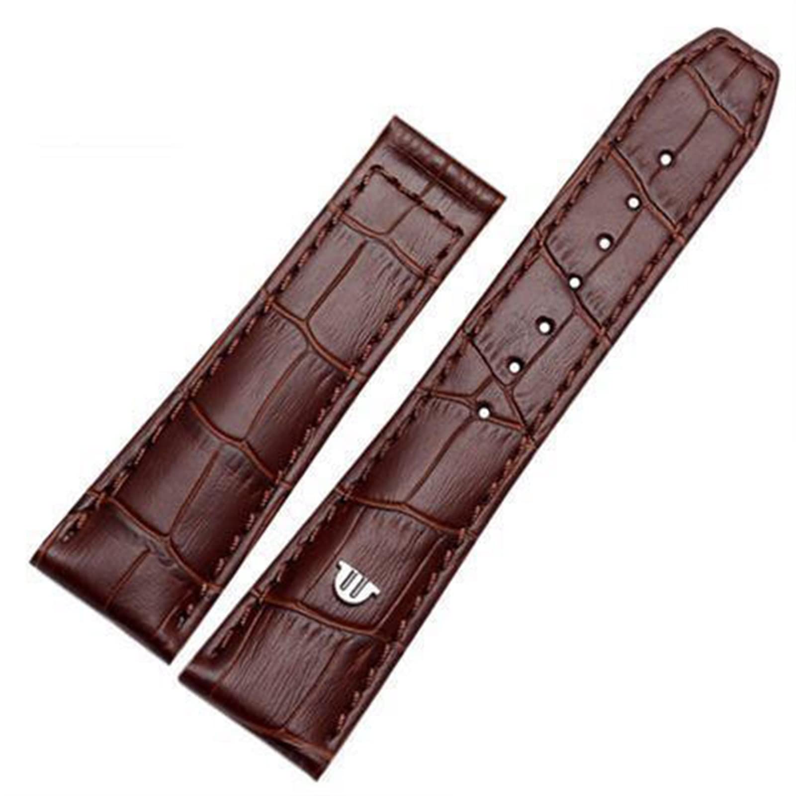 Für MAURICE LACROIX Eliros Armband, Kalbsleder, 20 mm, Schwarz, Braun, Ohne Schnalle