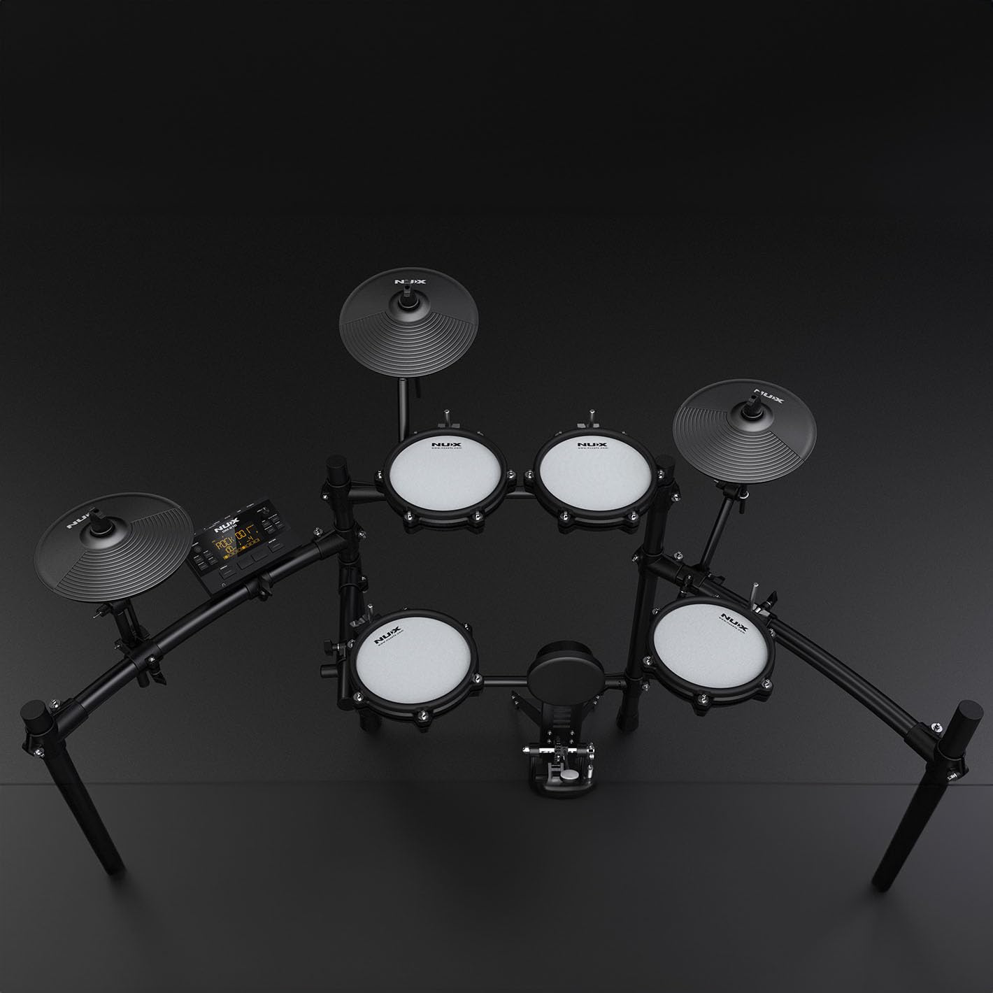 Nux DM-210 Digital Drum Kit, batería digital con parches de malla (tecnología de disparo dual, aux-in, Bluetooth, función de coach, puerto USB para MIDI y biblioteca de sonidos), Negro