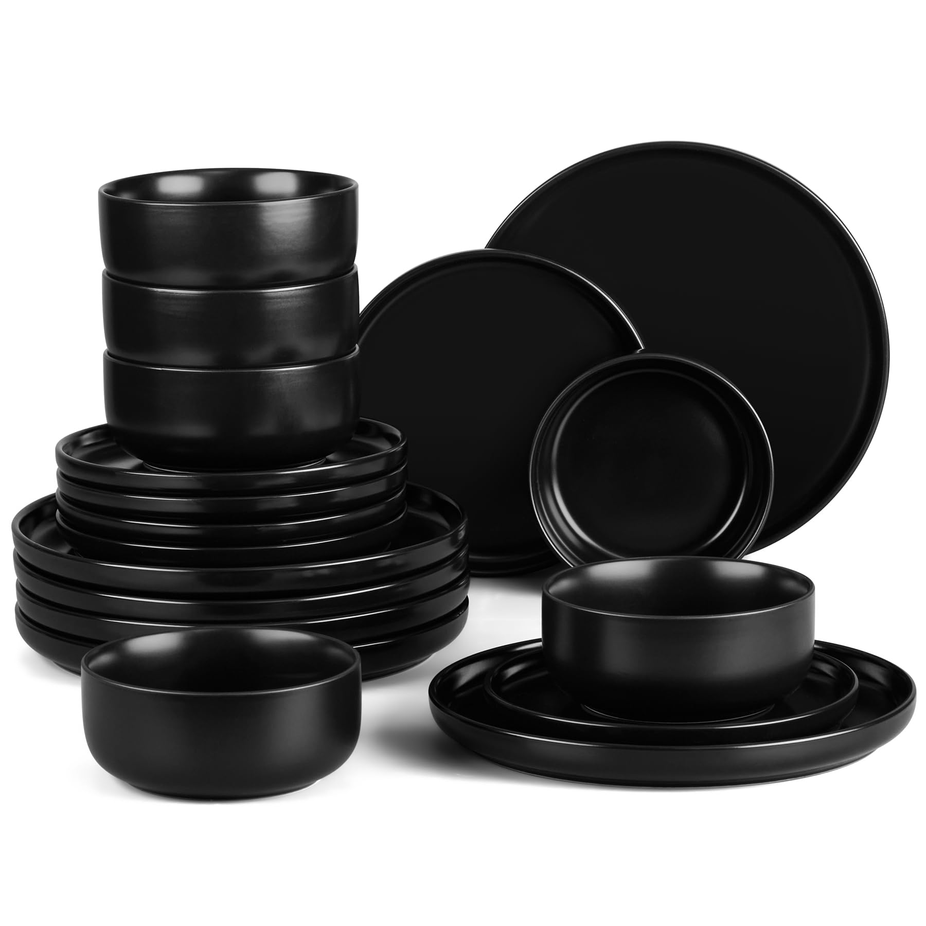 Service de table noir 18 pièces HaWare complet pour 6 personnes