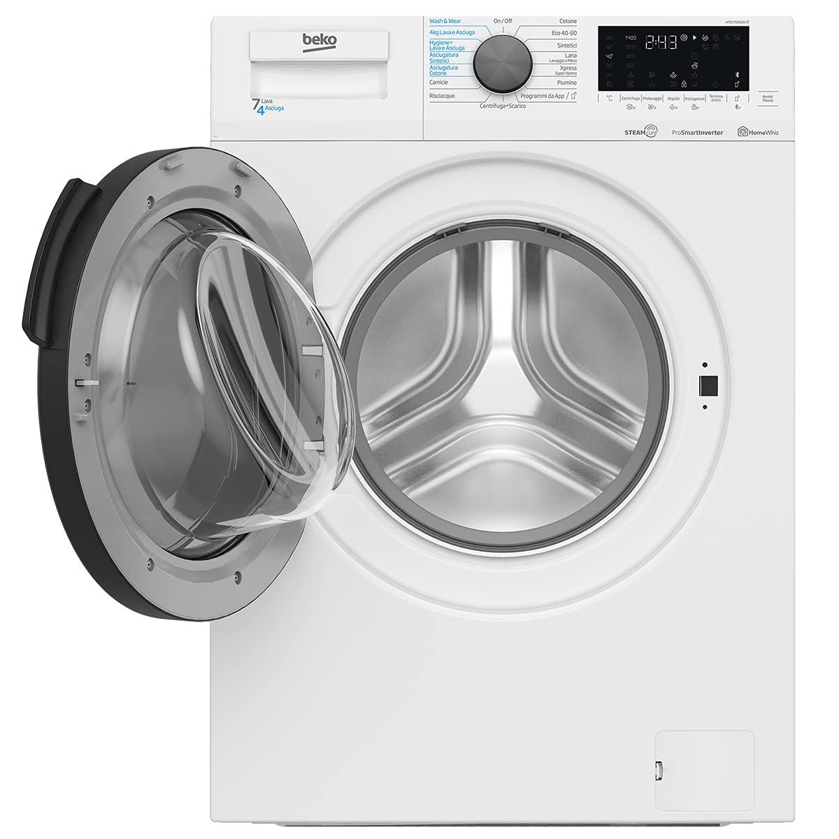 Beko Hte7726Xa-It Lavasciuga Slim A Vapore Steamcure, 7/4 Kg, 1400 Giri/Min, 15 Programmi, ‎50 x 60 x 84 cm, 64 Kg