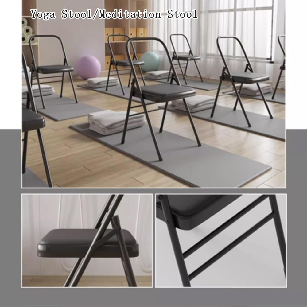 Silla de yoga plegable para Iyengar, silla auxiliar antideslizante para flexibilidad y entrenamiento de fuerza, perfecta para equilibrio y paradas de manos, color marrón