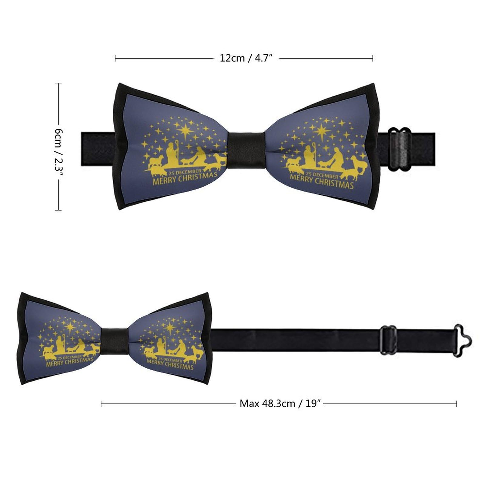 GoasNei Christmas Christian Nativity Scene Bow Tie for Men Adjustable Necktie Funny Tie Neck Ties for Weddings Party