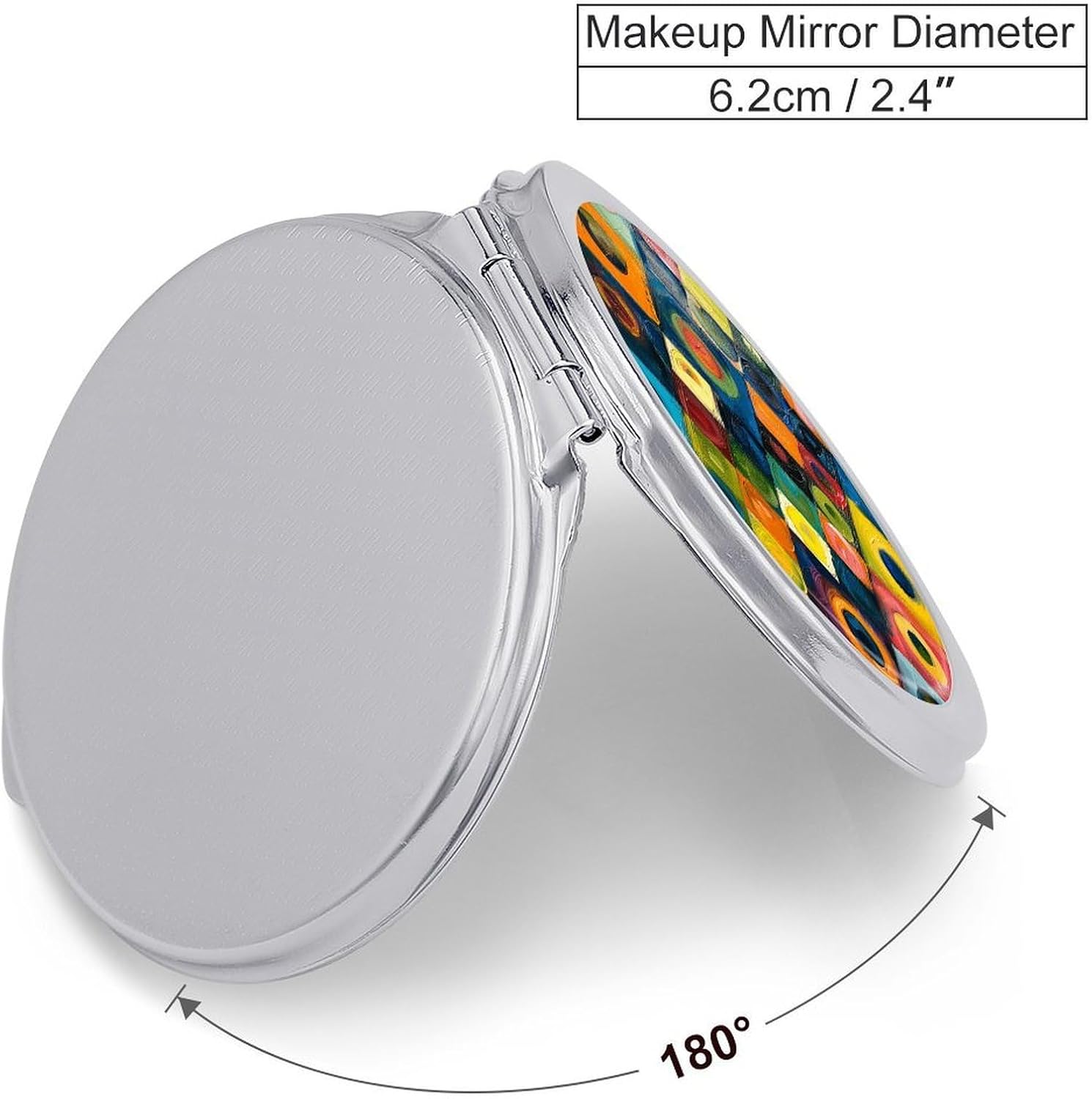 Travel Colorful Style Painting Makeup Mirror Compact Pocket Vanity Mirror Double-Sided 2X /1x Magnifying Round Folding Handheld Cosmetic Beauty Mirrors for Purse Handbag image 2
