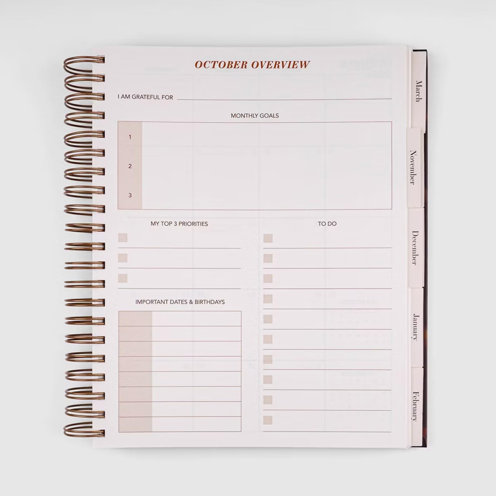 Agenda settimanale con copertina rigida 2026 Notebook con rilegatura a doppia spirale Agenda settimanale mensile 15 mesi 10.2025-12.2026 per la pianificazione mensile