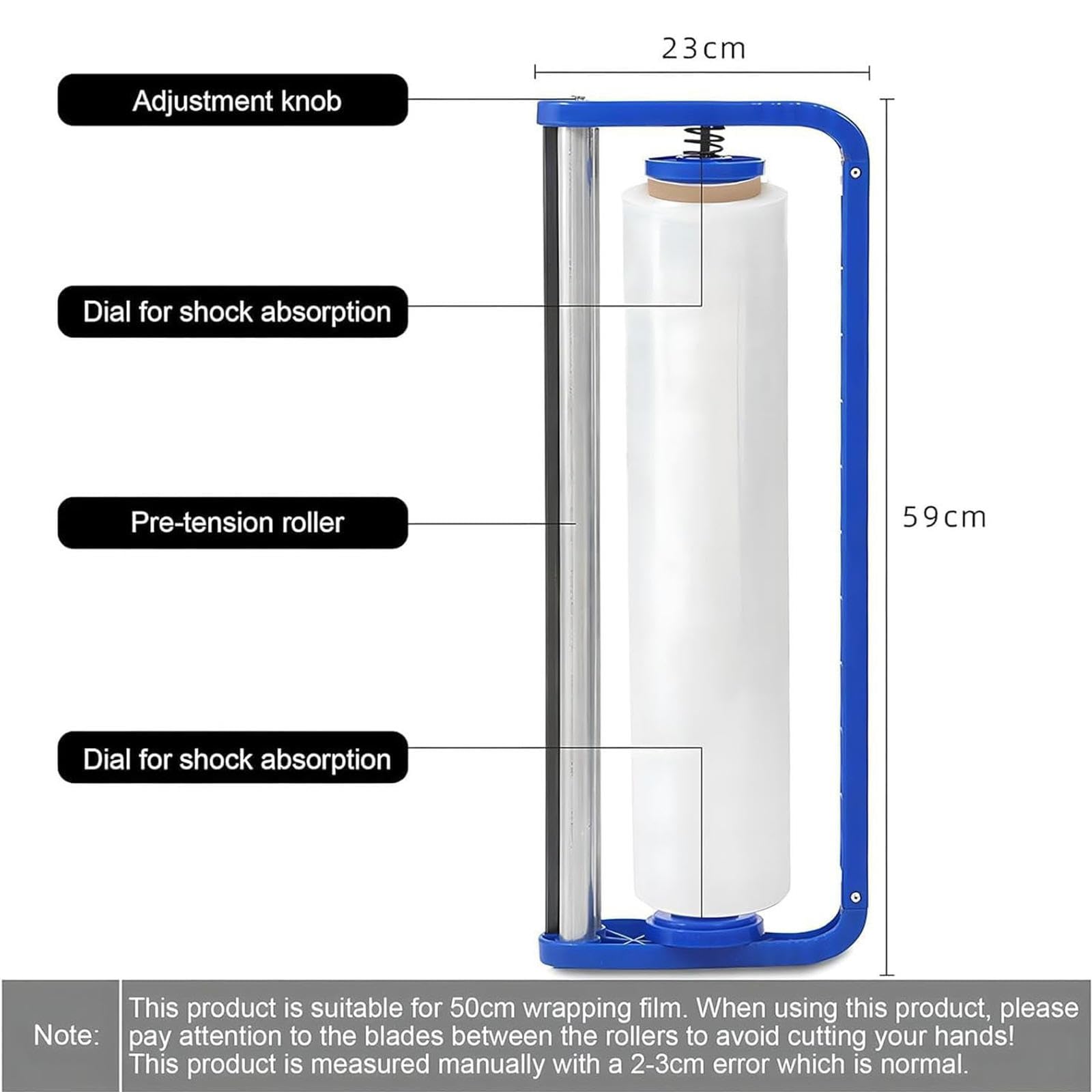 Máquina envolvedora de Film Estirable, dispensador de Film Estirable de 50 cm, máquina de Embalaje Manual portátil de Film Estirable para supermercados y fábricas.
