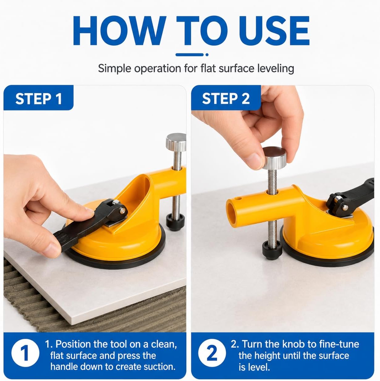 Floor Gap Fixer Tool with Suction Cup, Tile Leveling Tool for Countertop Installation, Adjustable Seam Alignment Clamp for Granite Marble Quartz Slab, Floor Gap Repair and Tile Installation