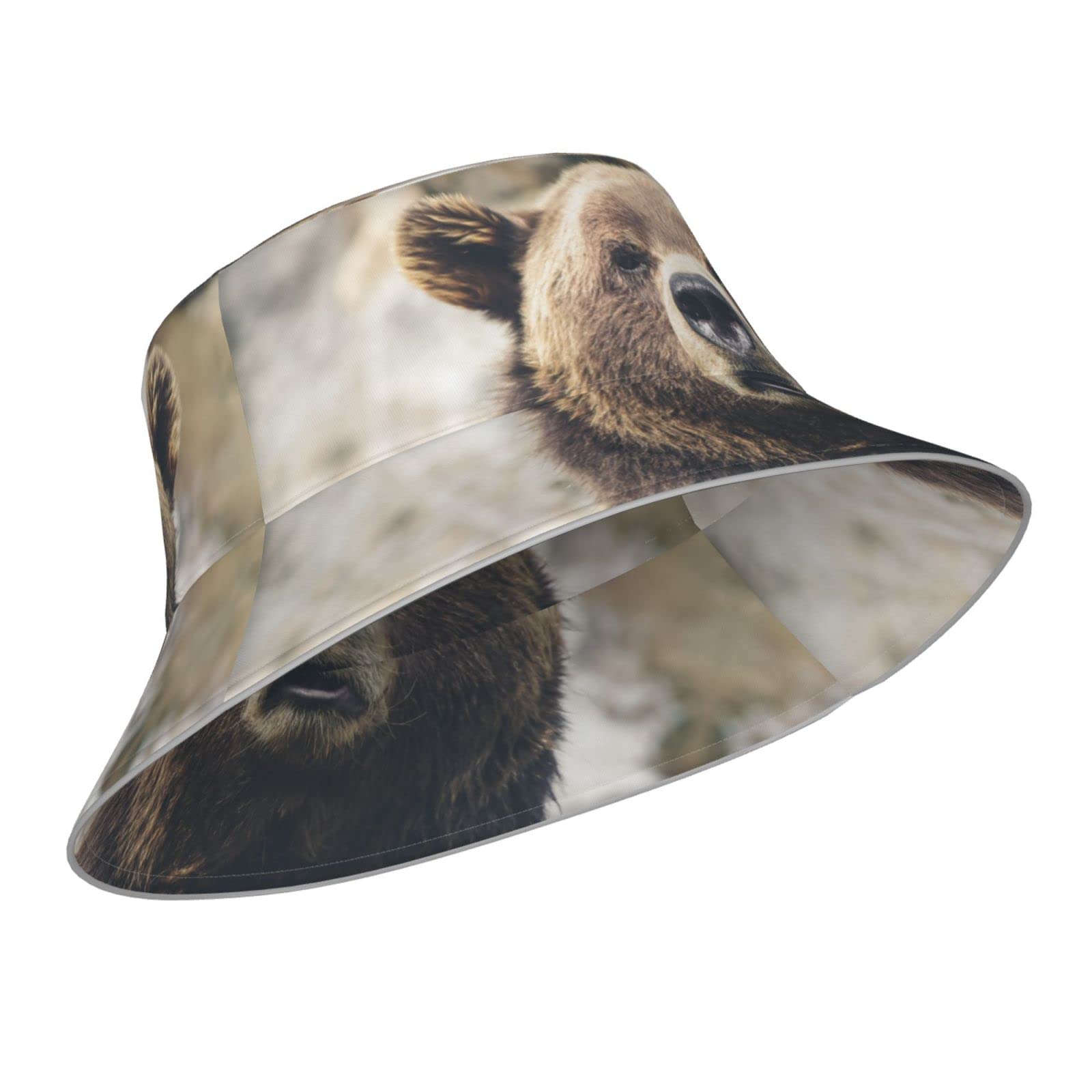 Yingd Unisex #1422 Bucket Hat Bear In The Wild Reflective Bucket Hat Reversible Printed Fisherman Hat Lightweight Outdoor Sun Hat For Men And Women
