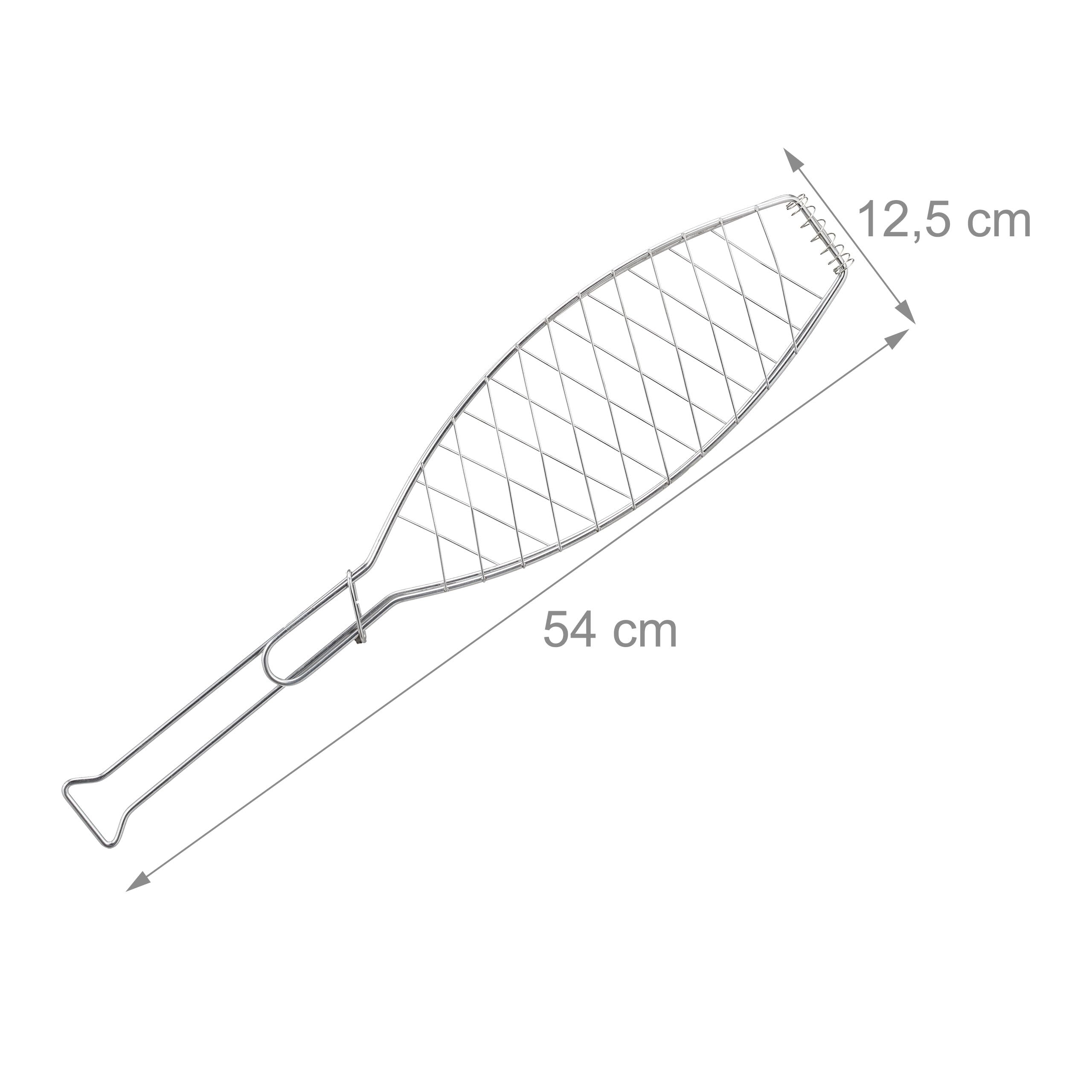 Relaxdays Set 6 Cestelli per Barbecue, Graticola Pesce Grigliato, Girarrosto Griglia in Acciaio Inox L: 54 cm, Argentato