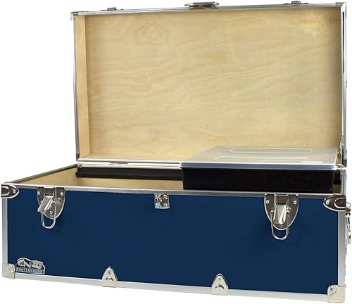 CN Footlockers Baúl de campamento de verano con bandeja organizadora pecho de almacenamiento Happy Camper disponible en 20 colores 32 x 18 x 135