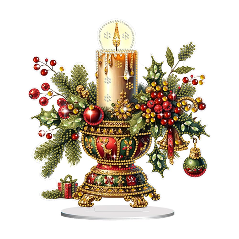 Fiorky G Christmas Diamond Paintin Kits For Adults, Tabletop Ornaments Kit Table Top Diamond Paintin Kits 5D Diy Diamond Art Tabletop Decorations Christmas Ifts For Home Office Decor