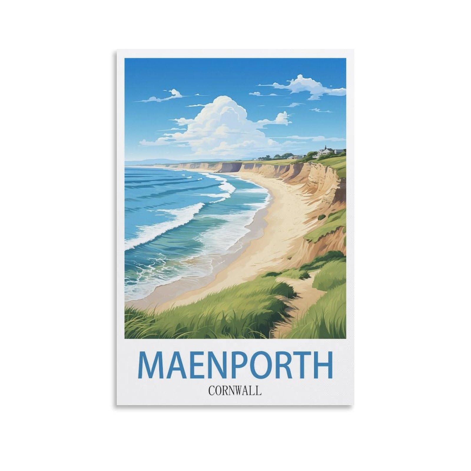 EZMLFA 5D Diamond Painting Kits for Adults,Maenporth Cornwall Diamond Art Kits for Beginners,Full Drill Diamonds Gem Art for Home Wall Decor Gift 40x40cm
