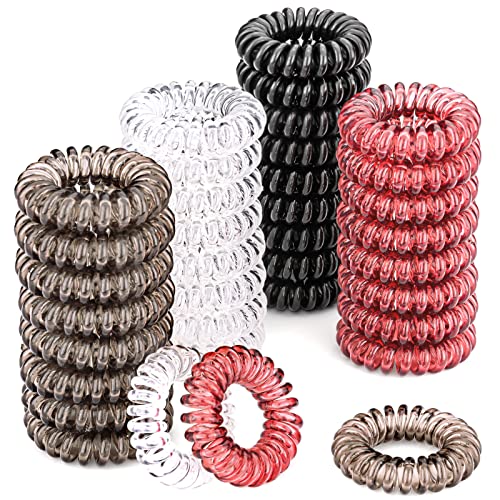 Jiris Spiral Hair Ties No Crease For Women Girls,Coil Hair Ties,Phone Cord Hair Ties Waterproof,Ponytail Hair Coils No Crease,Elastic Coil Hair Ties For Thick Hair,Hair Coils,Key Chain Hair Ties,Colorful Ponytail Holder For Children-36Pcs(Regular Color) #TOP2