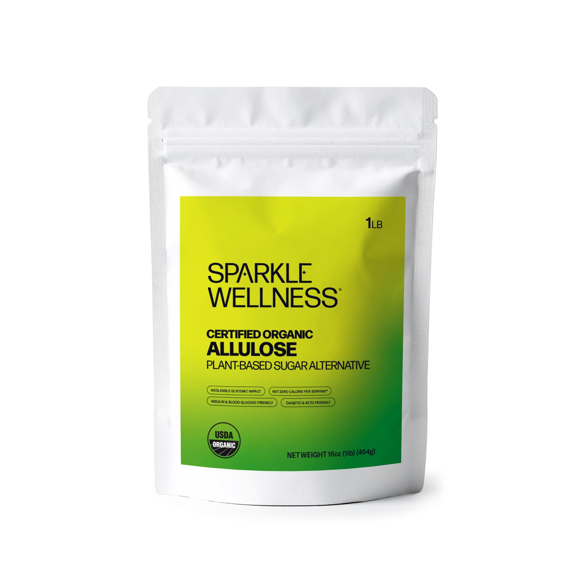 Sparkle Wellness Organic Allulose | A plant-based sugar alternative with zero glycemic impact | Keto-Friendly, Non-Glycemic, Plant-Based Sugar Substitute for Baking, Coffee, Cooking & Drinks