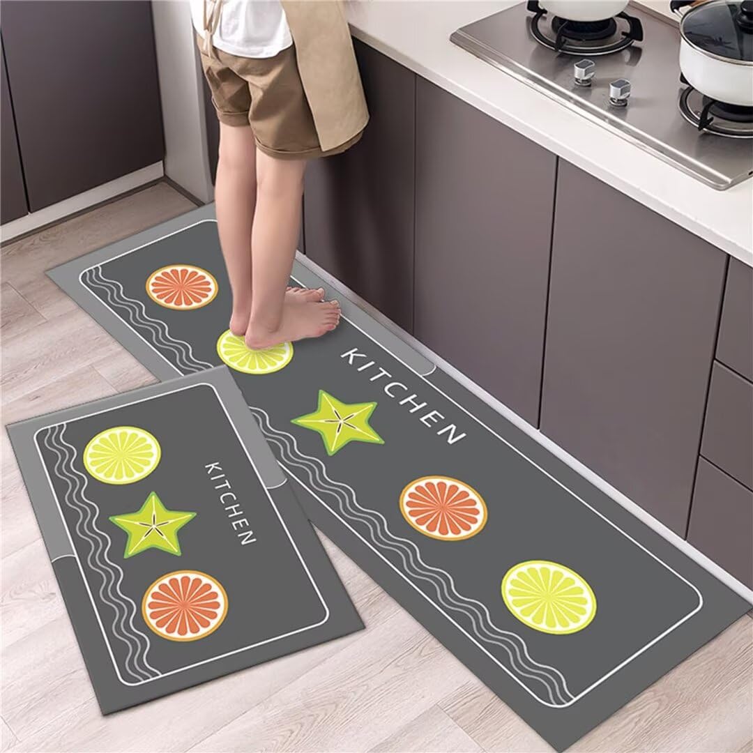 Alfombra cocina antideslizante fruta de 60x90cm y 60x180cm acolchada y de secado rápido