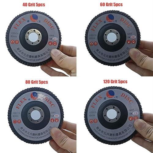 Miniatura 4 de Discos de solapa de alta densidad de 4 pulgadas, paquete de 20 surtidos, grano 40, 60, 80, 120, disco de molienda de lijado de óxido de aluminio,